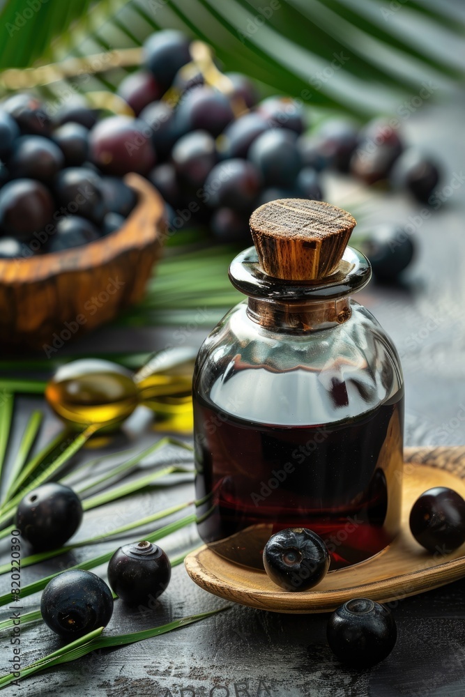 black currant essential oil. Selective focus black currant essential oil. Selective focus