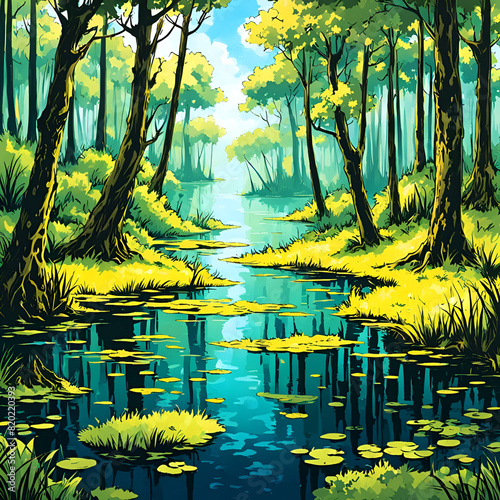 swamps are the lungs of the earth, swampy atmospheric sunny background