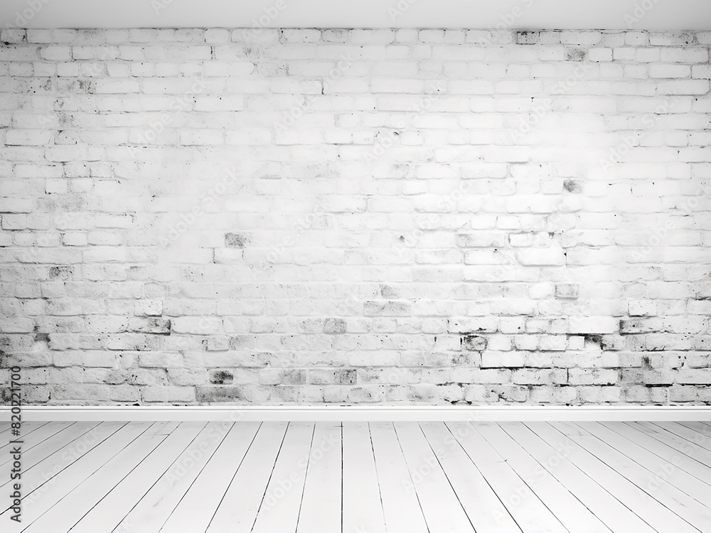 Fototapeta premium High-quality imagery reveals white brick wall and floor textures
