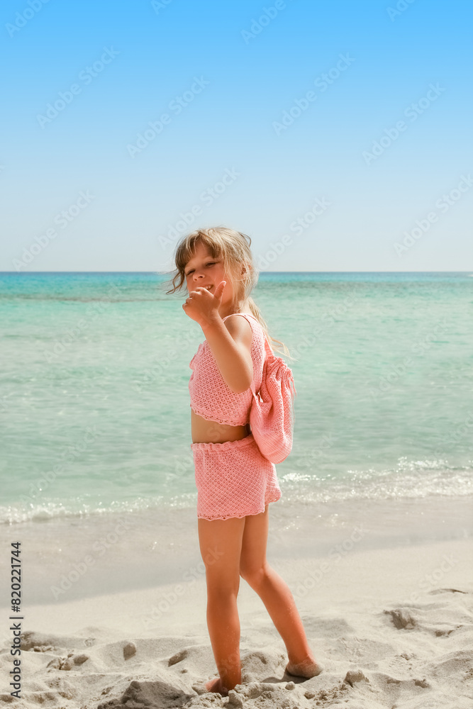 happy child on the beach in the nature of Cyprus happy child on the beach in the nature of Cyprus