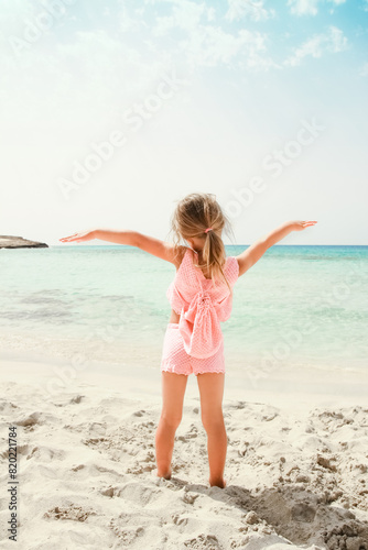 happy child on the beach in the nature of Cyprus