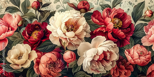 Background with beautiful pink peonies. Banner  wallpaper 