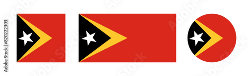 East Timor flag vector icon set. East Timorese flag vector sign in round and square set. Flag of East Timor icon in circle photo