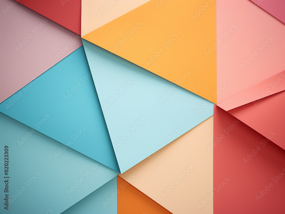 Geometric arrangement of pastel-colored paper banners Geometric arrangement of pastel-colored paper banners