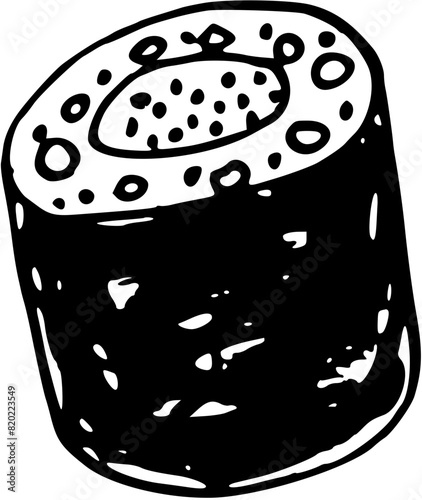 Restaurant, Café , Bon Appétit Doodle Line Art Illustration. Hand Drawn Pencil Vector Clip Art. Suchi