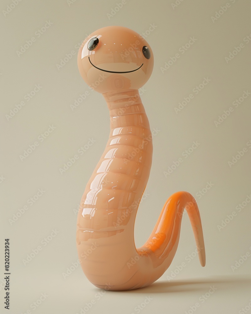 Fototapeta premium 3D cute and happy baby earthworm.