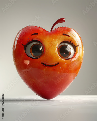 Cartoon, 3D, red heart shaped character.