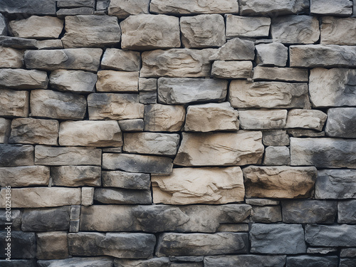 Close-up reveals intricate details of stone wall