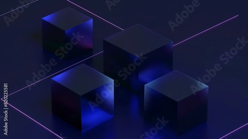 Dark podium. Background. cube pedestal