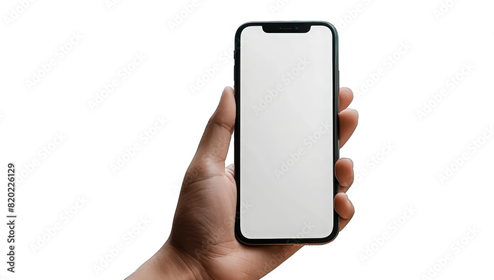 hand holding smart phone isolated on transparent background Remove png, Clipping Path, pen tool
