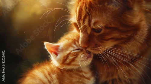 Tender Moment Between Ginger Cat and Kitten © Tahir