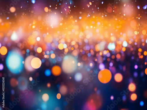 Blurred backdrop features abstract, colorful light bokeh