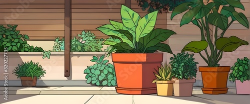 Permanent garden house, indoor plants. illustration vector. Generative AI