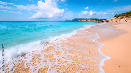 Beautiful sandy beach of Cala Mesquida, Mallorca, Balearic islands, Spain photo