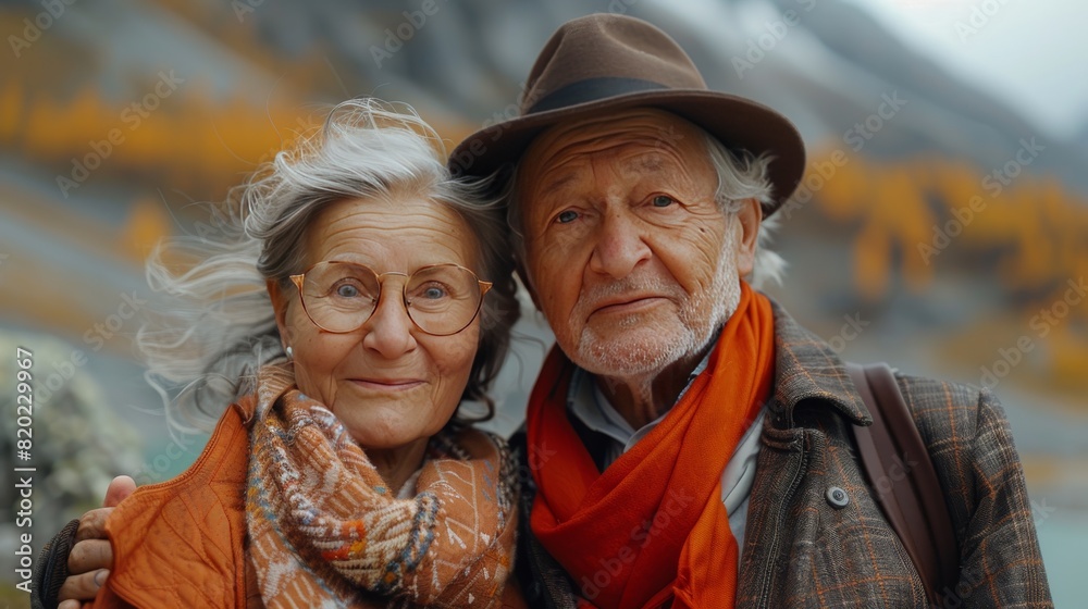 A couple of older people are posing for a picture