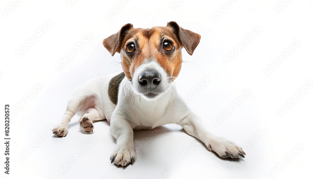 Jack Russell terrier - Canis lupus familiaris - is a British breed of small terrier and an energetic breed that rely on a high level of exercise and stimulation. isolated on white background