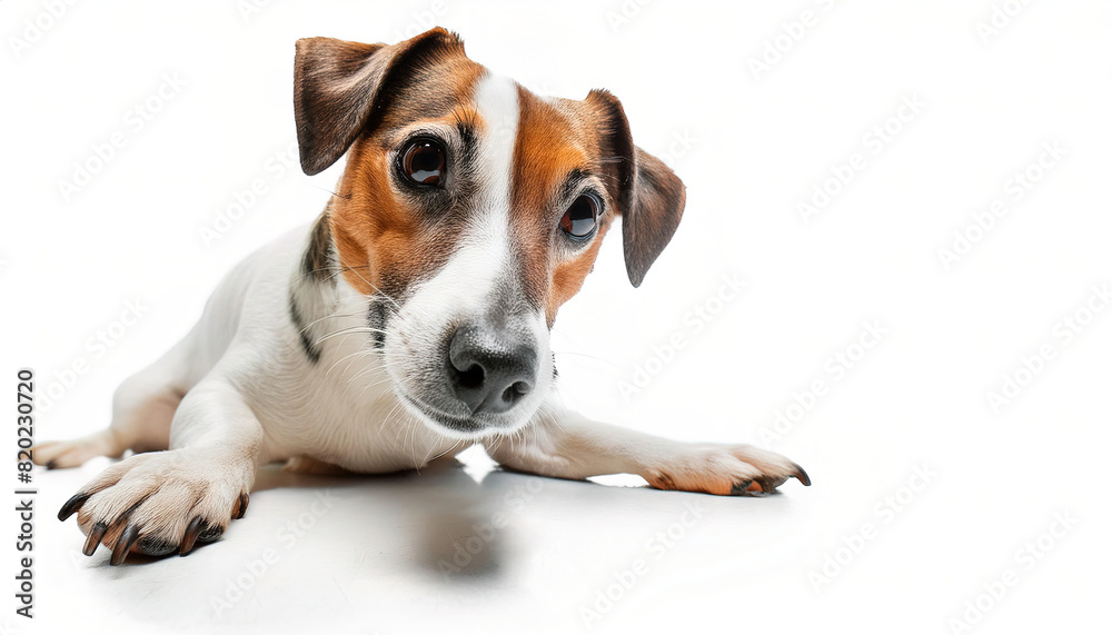 Jack Russell terrier - Canis lupus familiaris - is a British breed of small terrier and an energetic breed that rely on a high level of exercise and stimulation. isolated on white background