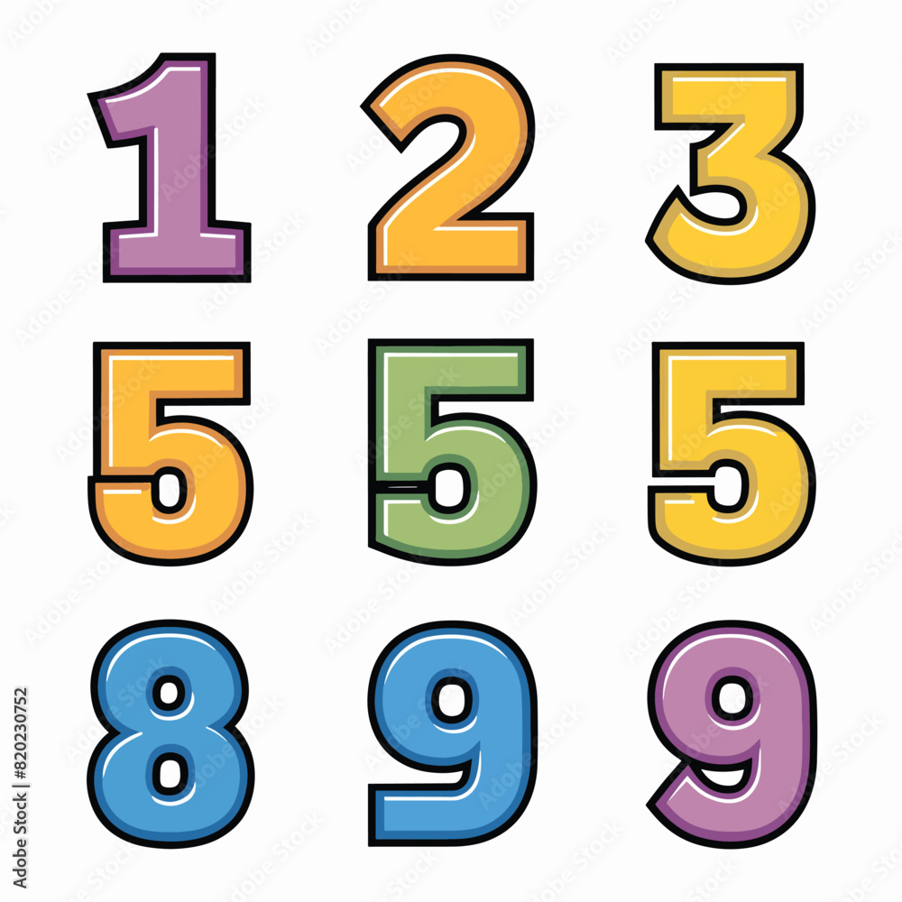 Cute numers icons for kids book Cute numers icons for kids book