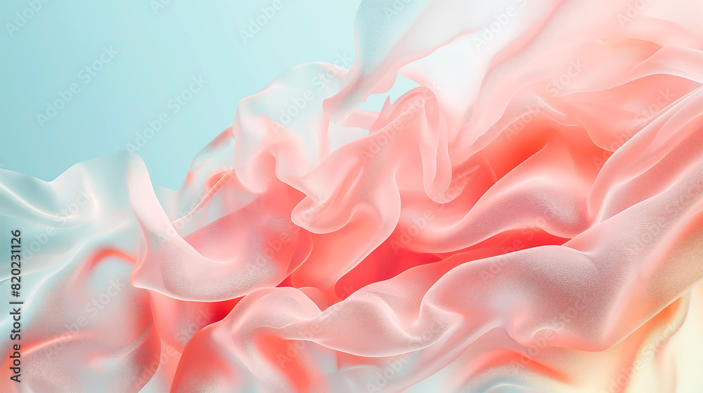 Obraz premium Abstract coral pink color with pastel blue background, fluid creative concept composition with minimal natural elegance copy space