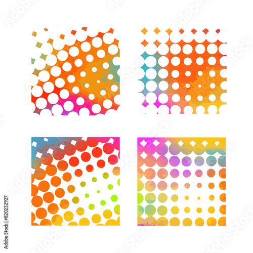 colored abstractions with halftone dots. Not AI, Vector illustration