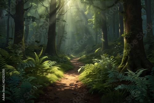 A whimsical forest scene vector illustration photo