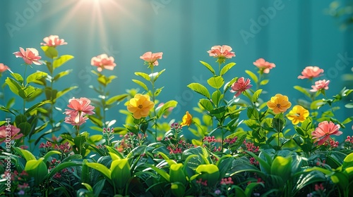  A group of flowers surrounded by sunlight filtering through foliage in the background