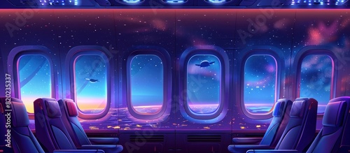 Nighttime Airplane Cabin Luxurious D of Comfort and Style in Isolation