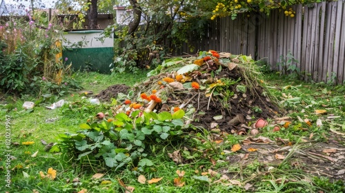 Organic Materials Composting in Backyard Pile.