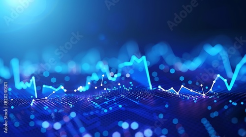 modern stock market background with blue graph and line chart photo