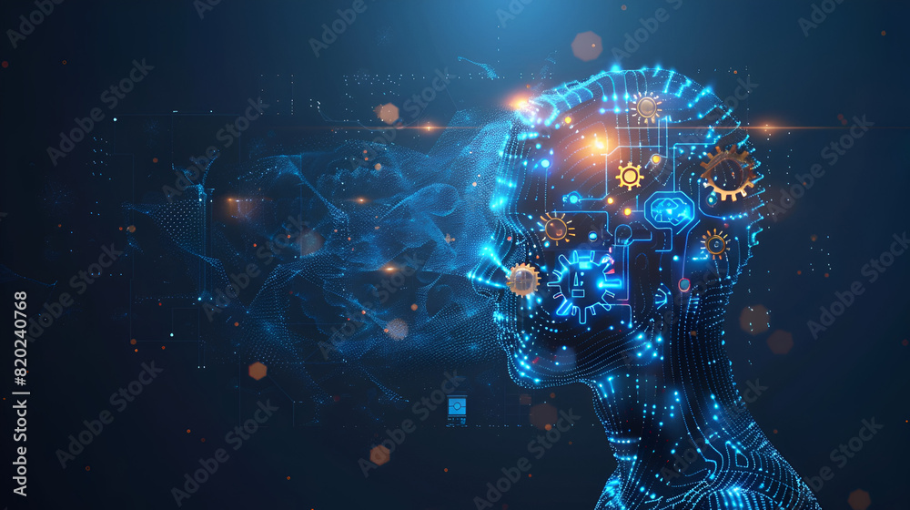 Future Vision, Robot Engaged with Dynamic Computer Animations in Artificial Intelligence Exploration Future Vision, Robot Engaged with Dynamic Computer Animations in Artificial Intelligence Exploration