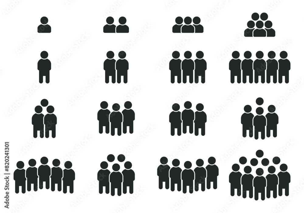 Group of business people in teamwork icon set Group of business people in teamwork icon set