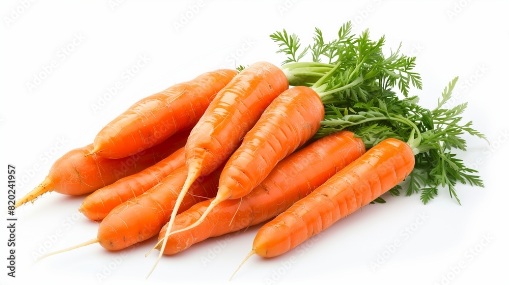 Vivid Orange Carrots, Fresh and Natural, Artfully Arranged on White Vivid Orange Carrots, Fresh and Natural, Artfully Arranged on White