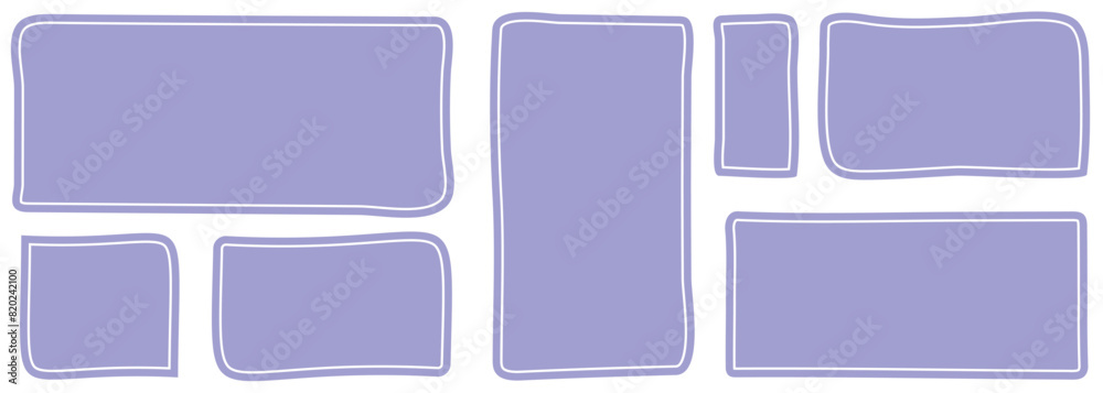 Hand drawn paper quote frames icons. Quote color frames blank template isolated on white background Hand drawn paper quote frames icons. Quote color frames blank template isolated on white background