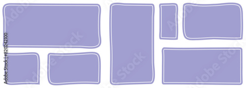 Hand drawn paper quote frames icons. Quote color frames blank template isolated on white background