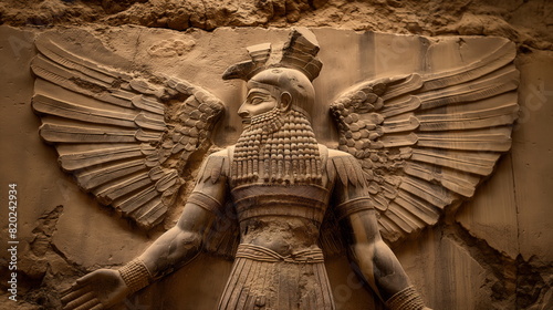 Ninurta, hero god, man in his mid 30s, clad in armor, and wings, Sumerian Mythology photo