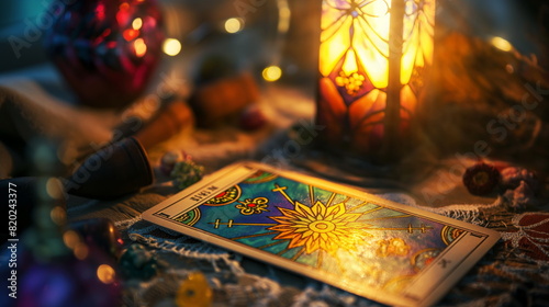 Tarot card representing the lights balance wisdom graphic photo