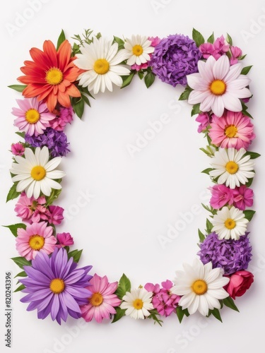 Wallpaper Mural A vibrant square frame composed entirely of colorful flowers. Perfect for framing photographs, invitations, greetings cards or any other creative project. Torontodigital.ca