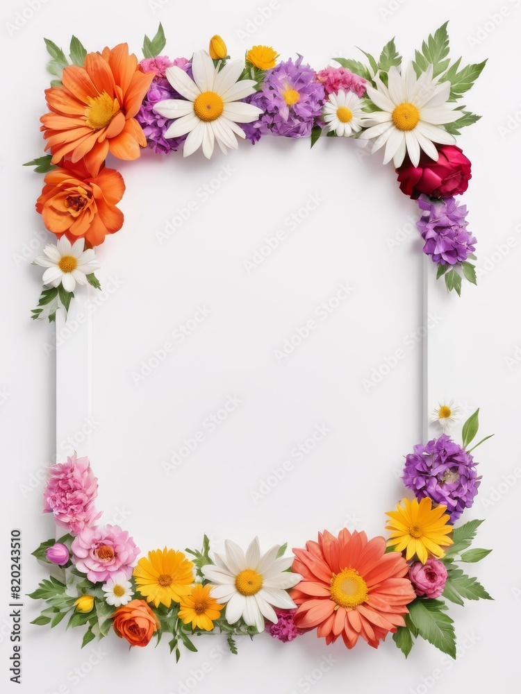 A vibrant square frame composed entirely of colorful flowers. Perfect for framing photographs, invitations, greetings cards or any other creative project. A vibrant square frame composed entirely of colorful flowers. Perfect for framing photographs, invitations, greetings cards or any other creative project.