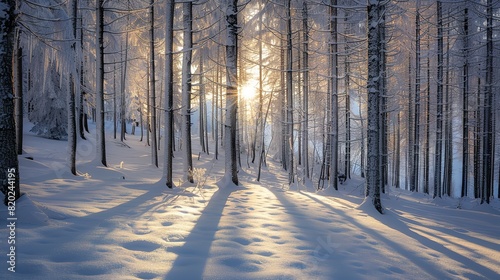 Snowy forest near Fedarola alm, winter in Dolomites, Cortina d'Ampezzo, Belluno, Veneto, Italy © somneuk