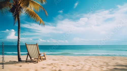 Beautiful tropical beach with blue sky and white clouds abstract texture background.