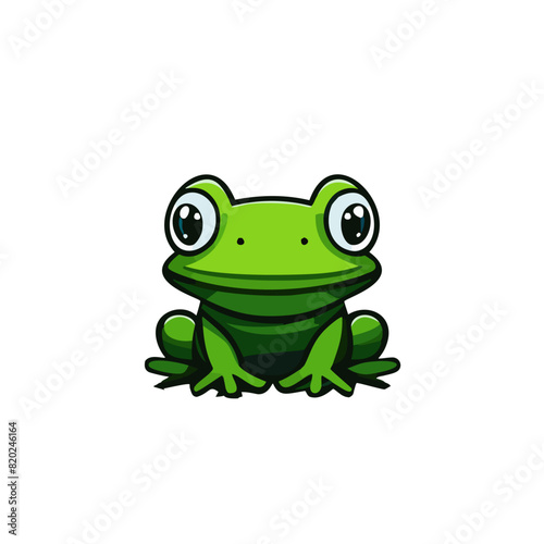Vector illustration of cute frog cartoon.