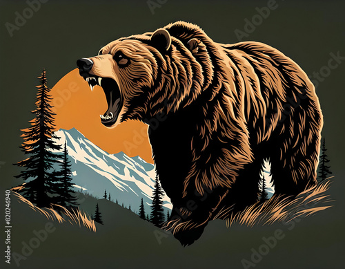 The Fierce and Majestic Brown Bear of Nature