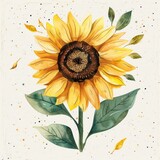 Vibrant Sunflower Illustration on Textured Background