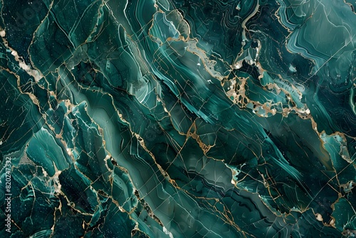 Swirling green-gold marble pattern  fluid waves  dynamic elegance  luxurious abstract design.