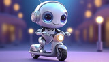 robot riding a scooter
