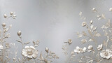 Silver background with flowers, copy space