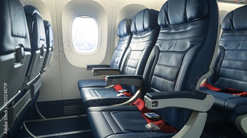 Empty passenger airplane seats in the cabin