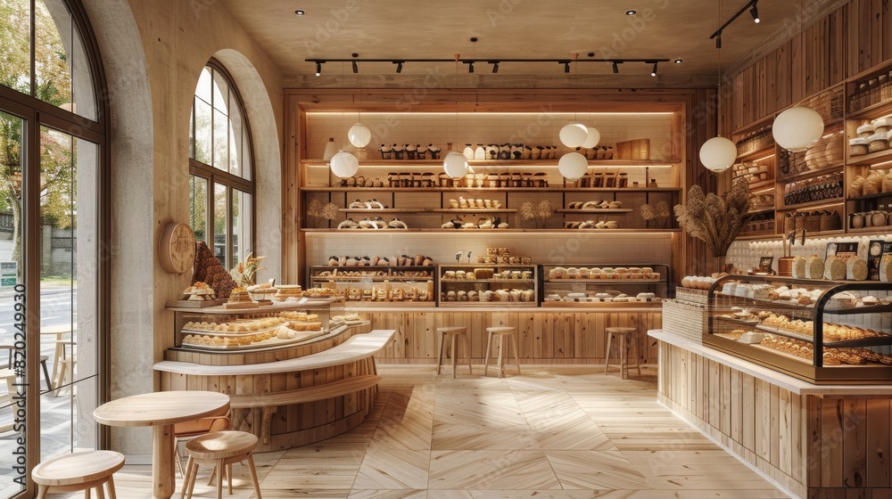 Bakery shop and modern caffee design, AI generated Bakery shop and modern caffee design, AI generated
