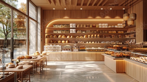 Bakery shop and modern caffee design, AI generated