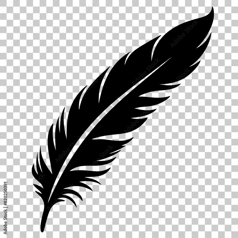 Fototapeta premium Feather icon or logo. Vector illustration isolated on transparent background